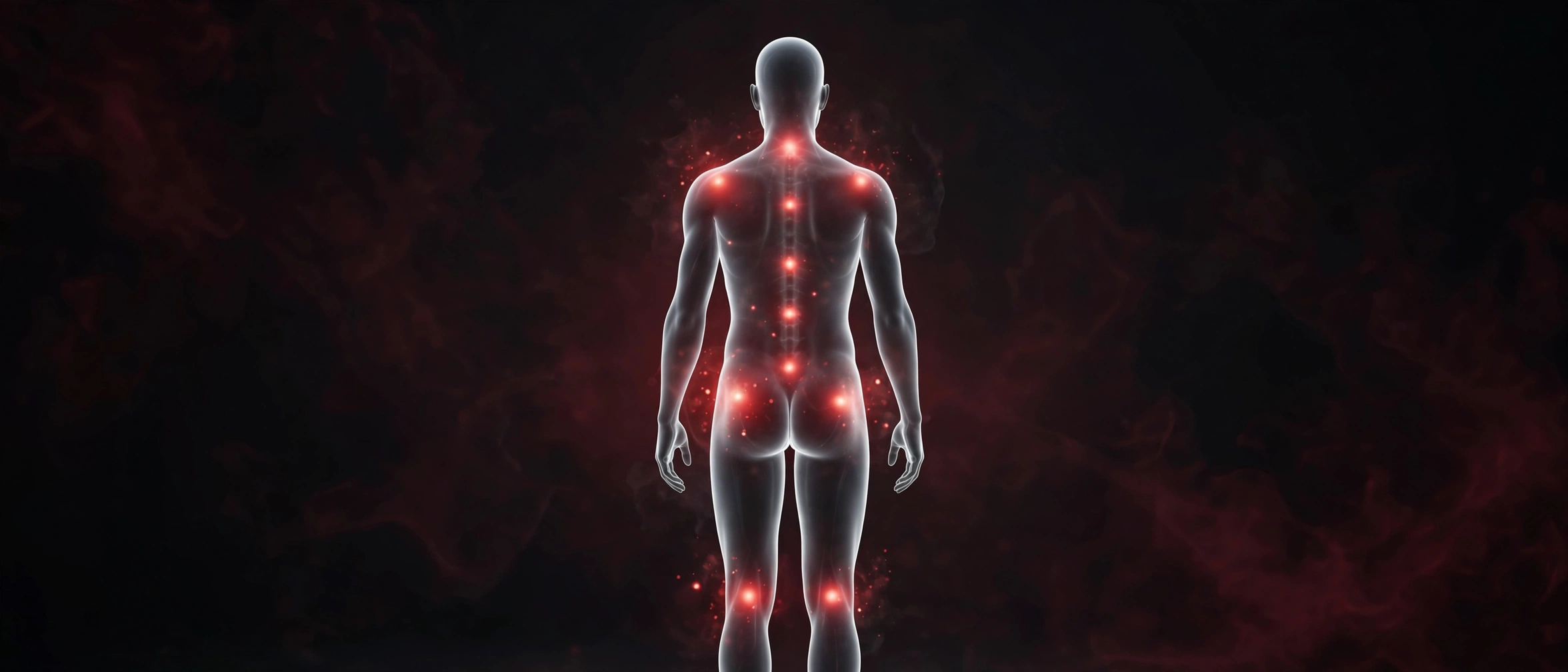 Abstract illustration showing chronic pain points along the spine and joints